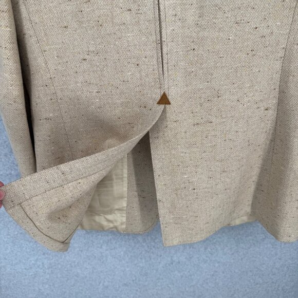 Johnny Carson Mens VTG Wool Tweed Blazer Size 42 Tan Western Yoke USA Union Made - Picture 6 of 16